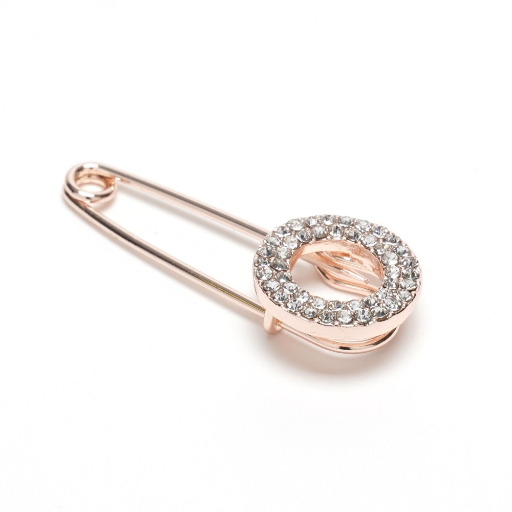 Брошка-булавка металлическая со стразами Круг 3.7см (14860) 5