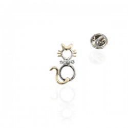 Брошка металлическая со стразами Кошка 2.5см (2000)