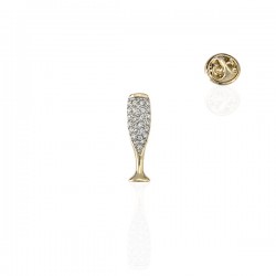 Брошка металлическая со стразами Бокал 2.7см (2010)