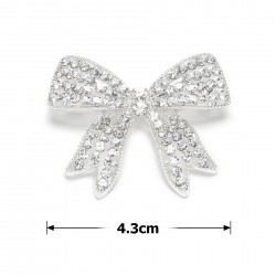  Брошка металлическая со стразами Бантик 4.3см (31775)