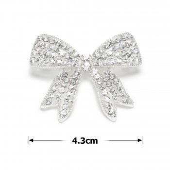 Брошка металева зі стразами Бантик 4.3см (31775)