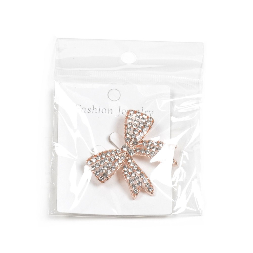 Брошка металева зі стразами Бантик 4.3см (31775) 8