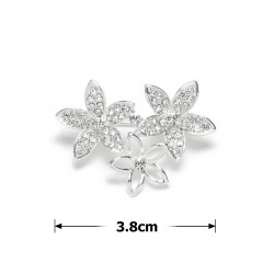  Брошка металева зі стразами Квіти 3.8см (31776)