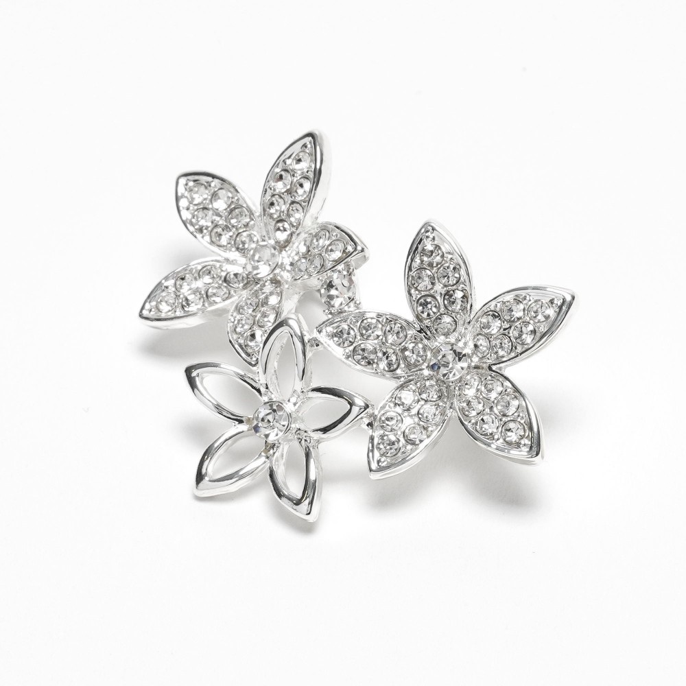 Брошка металева зі стразами Квіти 3.8см (31776) 2