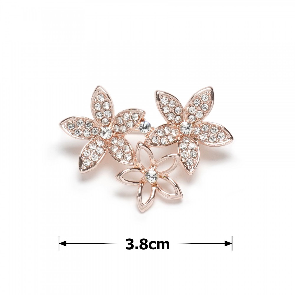 Брошка металева зі стразами Квіти 3.8см (31776) 5