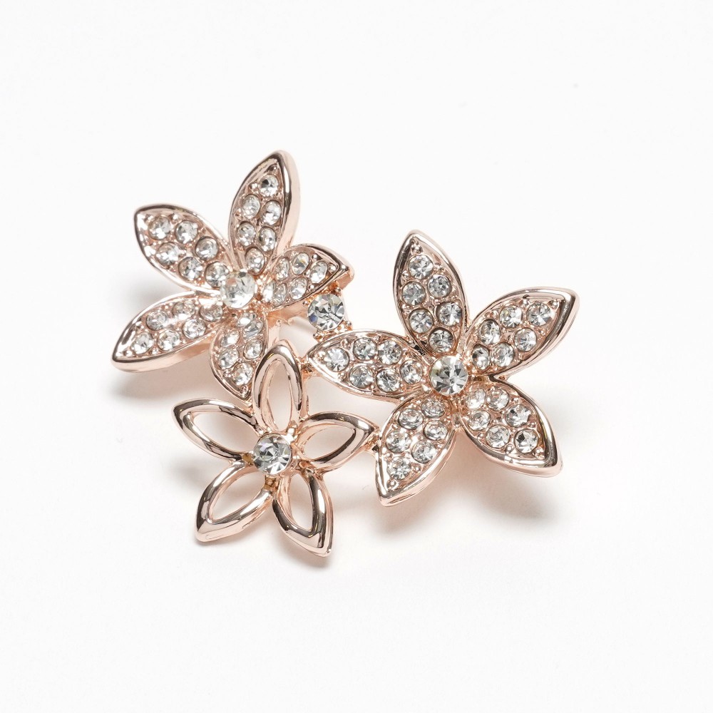 Брошка металева зі стразами Квіти 3.8см (31776) 6