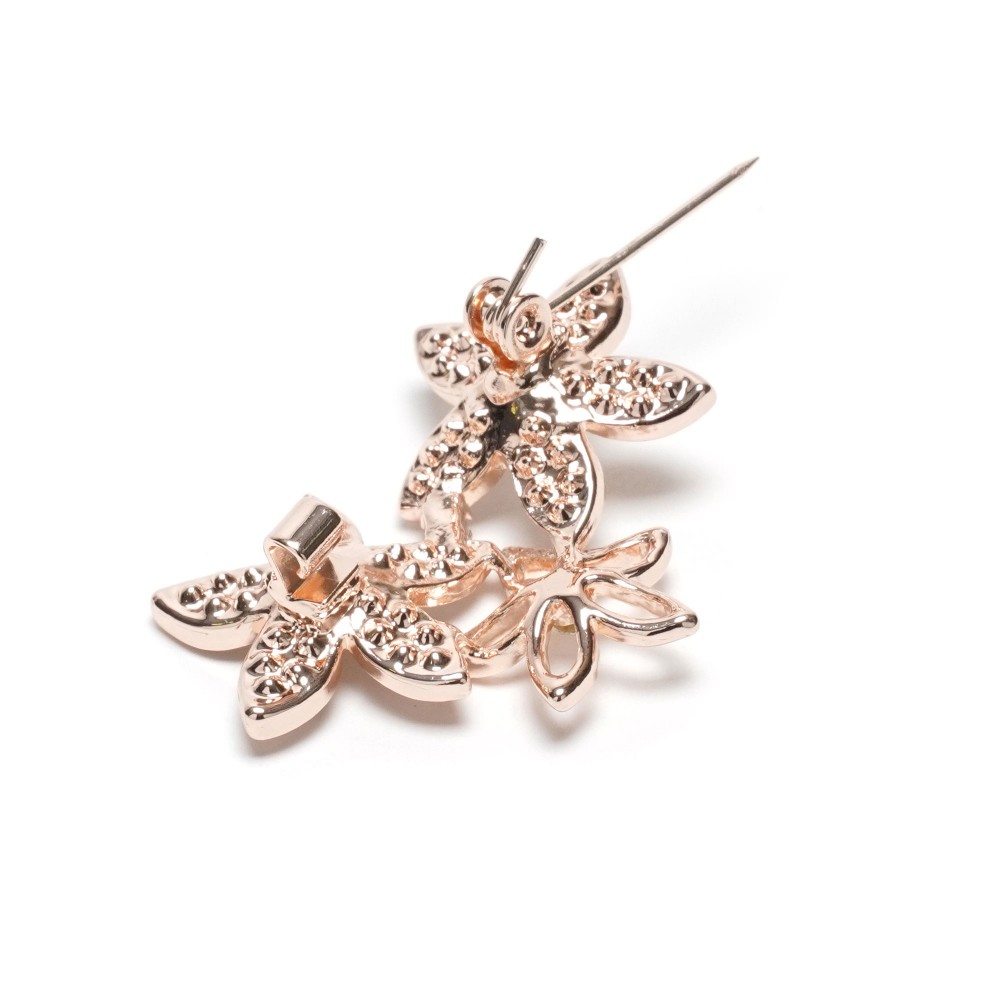 Брошка металева зі стразами Квіти 3.8см (31776) 7