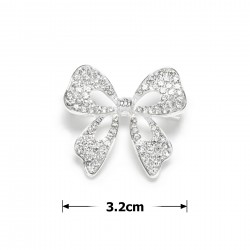  Брошка металева зі стразами Бантик 3.2см (31777)