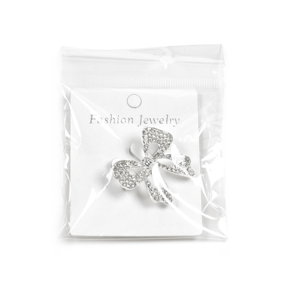 Брошка металева зі стразами Бантик 3.2см (31777) 4