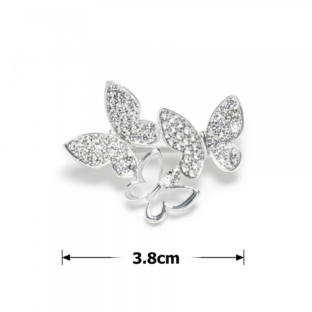Брошка металева зі стразами Метелики 3.8см (31778) 2