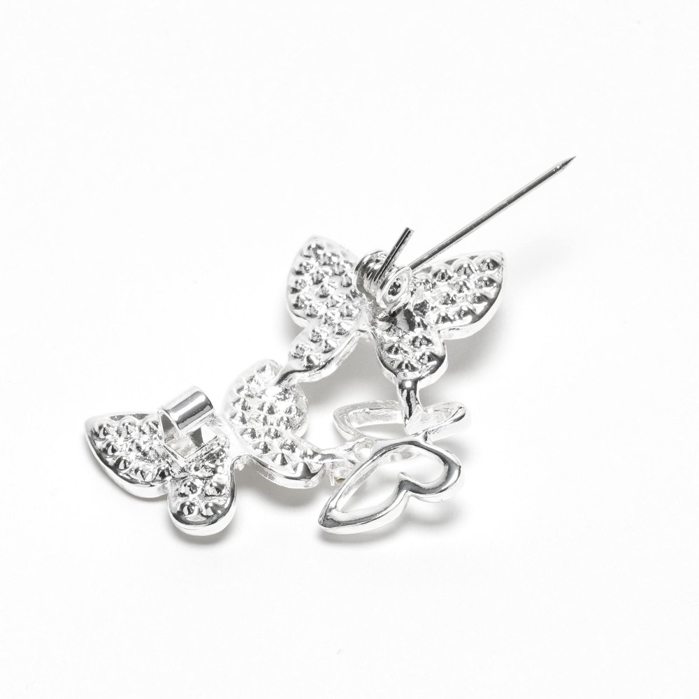 Брошка металева зі стразами Метелики 3.8см (31778) 4