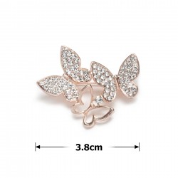  Брошка металева зі стразами Метелики 3.8см (31778)