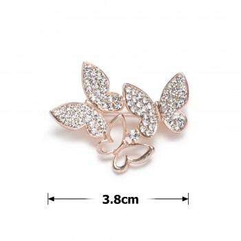Брошка металева зі стразами Метелики 3.8см (31778)