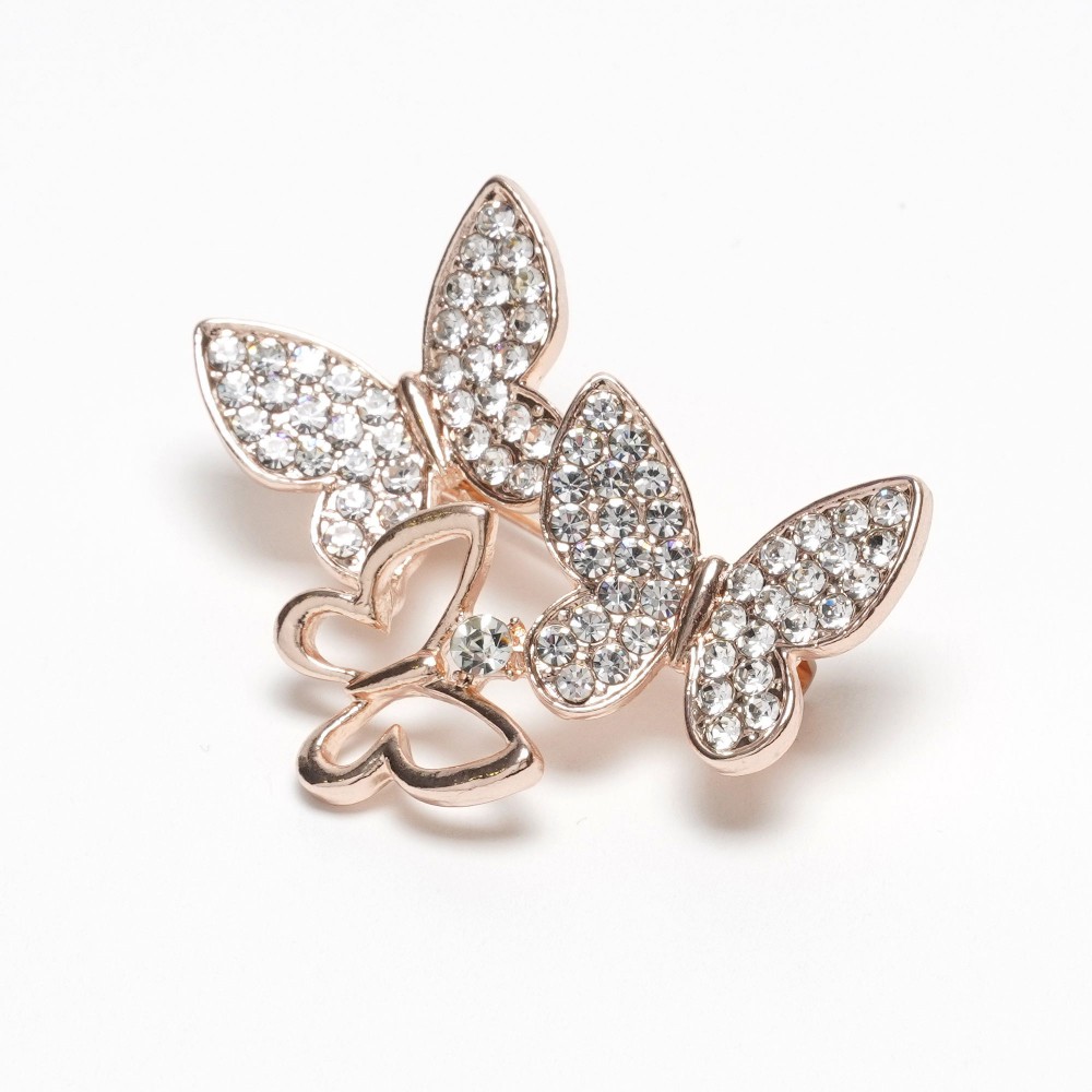 Брошка металева зі стразами Метелики 3.8см (31778) 6