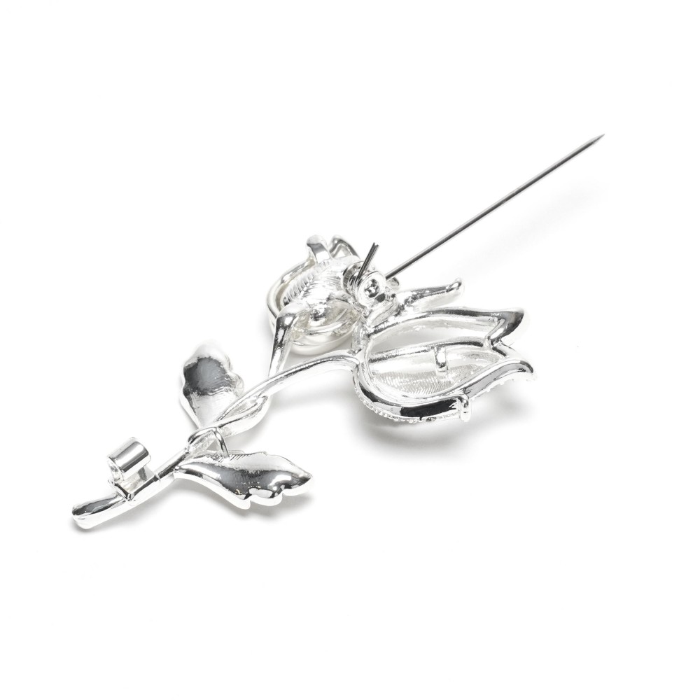 Брошка металева зі стразами Квіти 5.3см (31779) 4