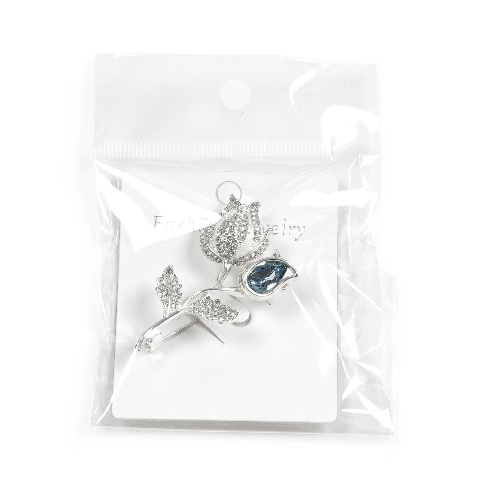 Брошка металева зі стразами Квіти 5.3см (31779) 5