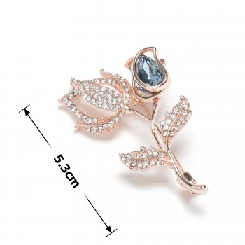 Брошка металева зі стразами Квіти 5.3см (31779)