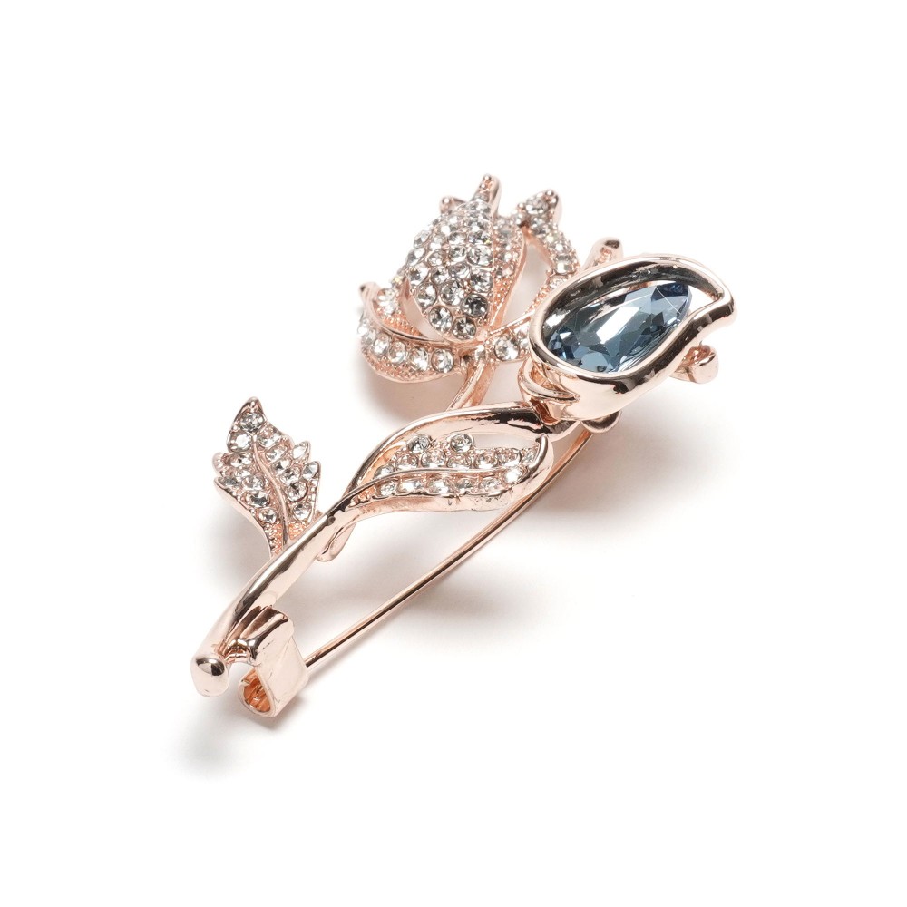 Брошка металева зі стразами Квіти 5.3см (31779) 6