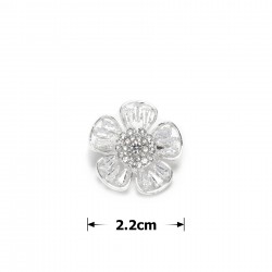  Брошка металева зі стразами Квітка 2.2см (31780)