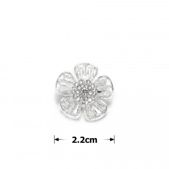 Брошка металева зі стразами Квітка 2.2см (31780)