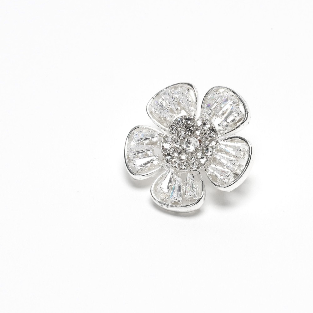 Брошка металева зі стразами Квітка 2.2см (31780) 2