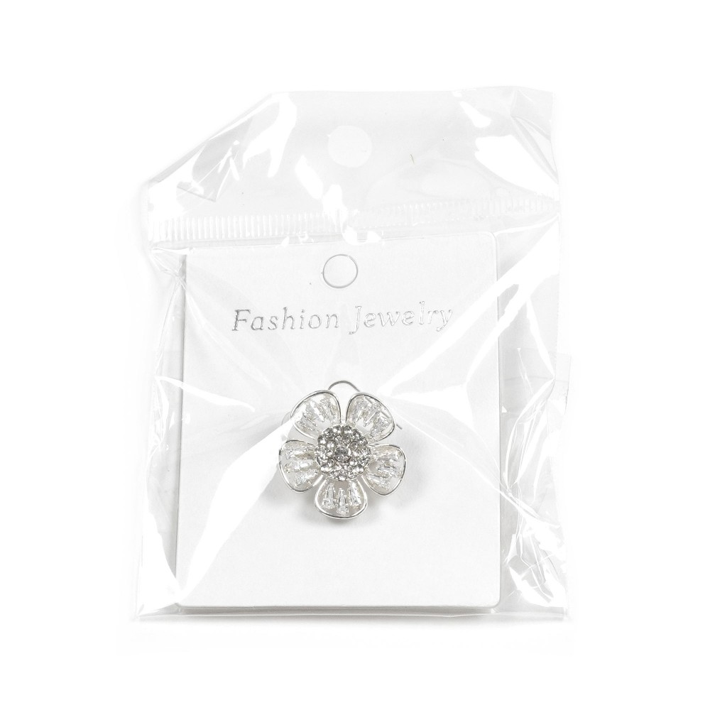 Брошка металева зі стразами Квітка 2.2см (31780) 4