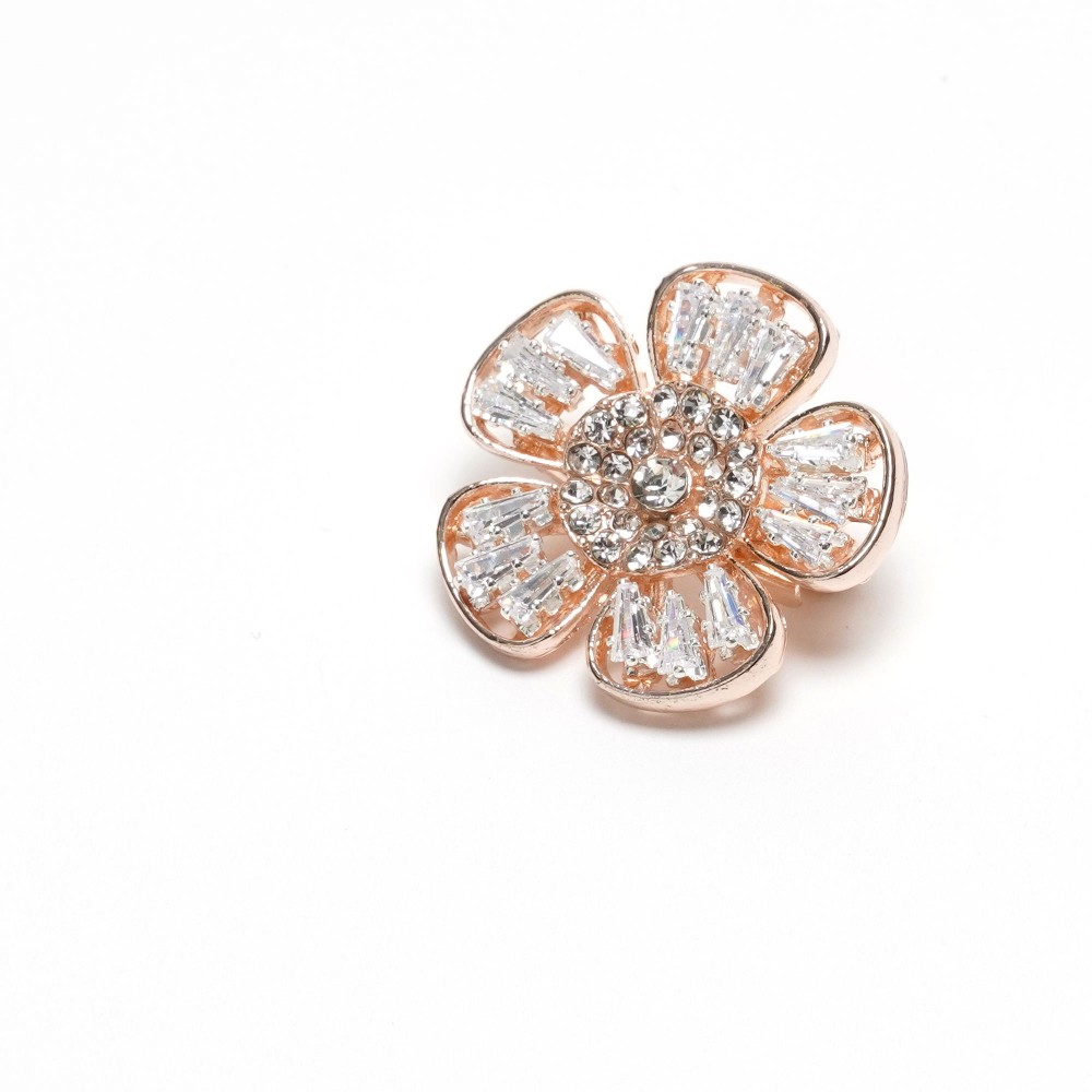 Брошка металева зі стразами Квітка 2.2см (31780) 6