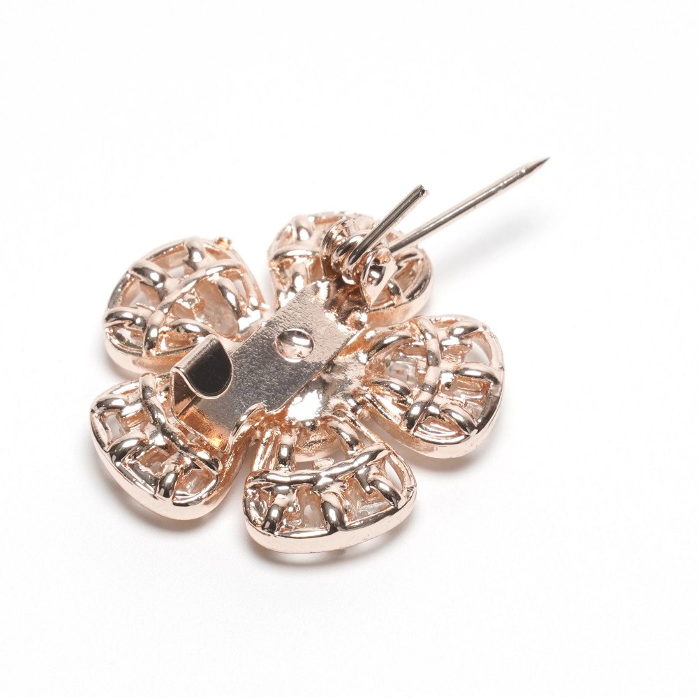 Брошка металева зі стразами Квітка 2.2см (31780) 7