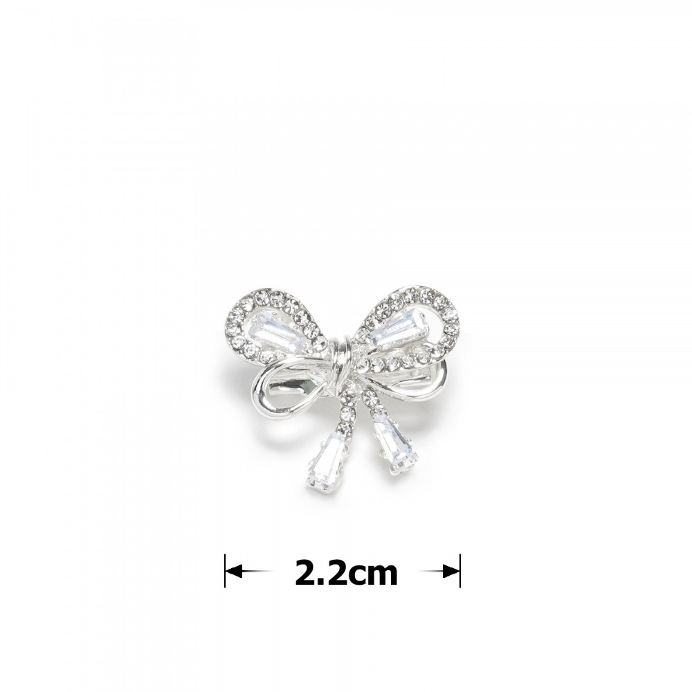 Брошка металева зі стразами Бантик 2.2см (31781) 2