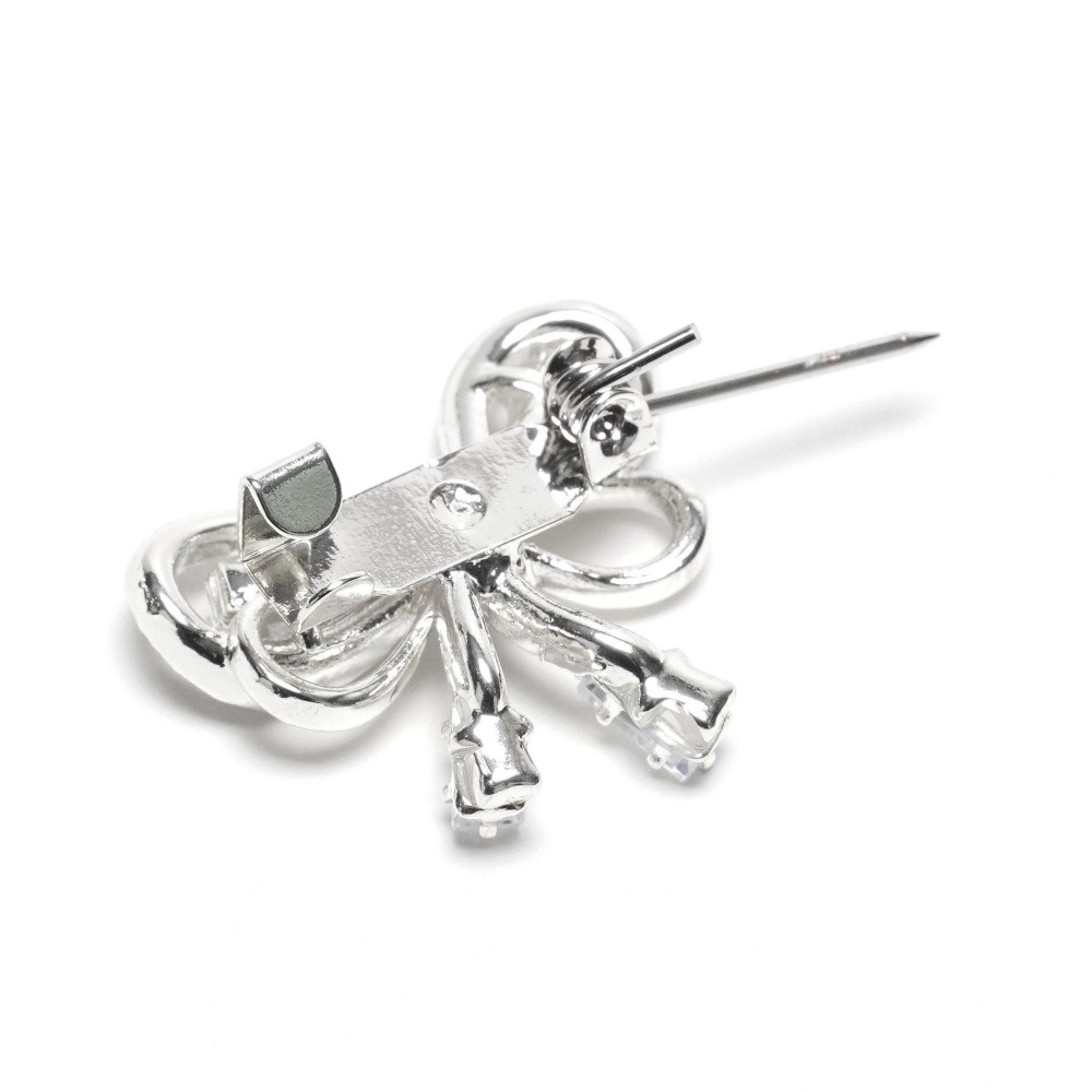 Брошка металева зі стразами Бантик 2.2см (31781) 4