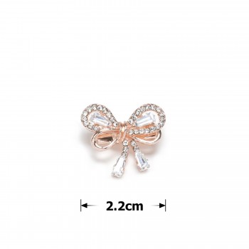 Брошка металева зі стразами Бантик 2.2см (31781)