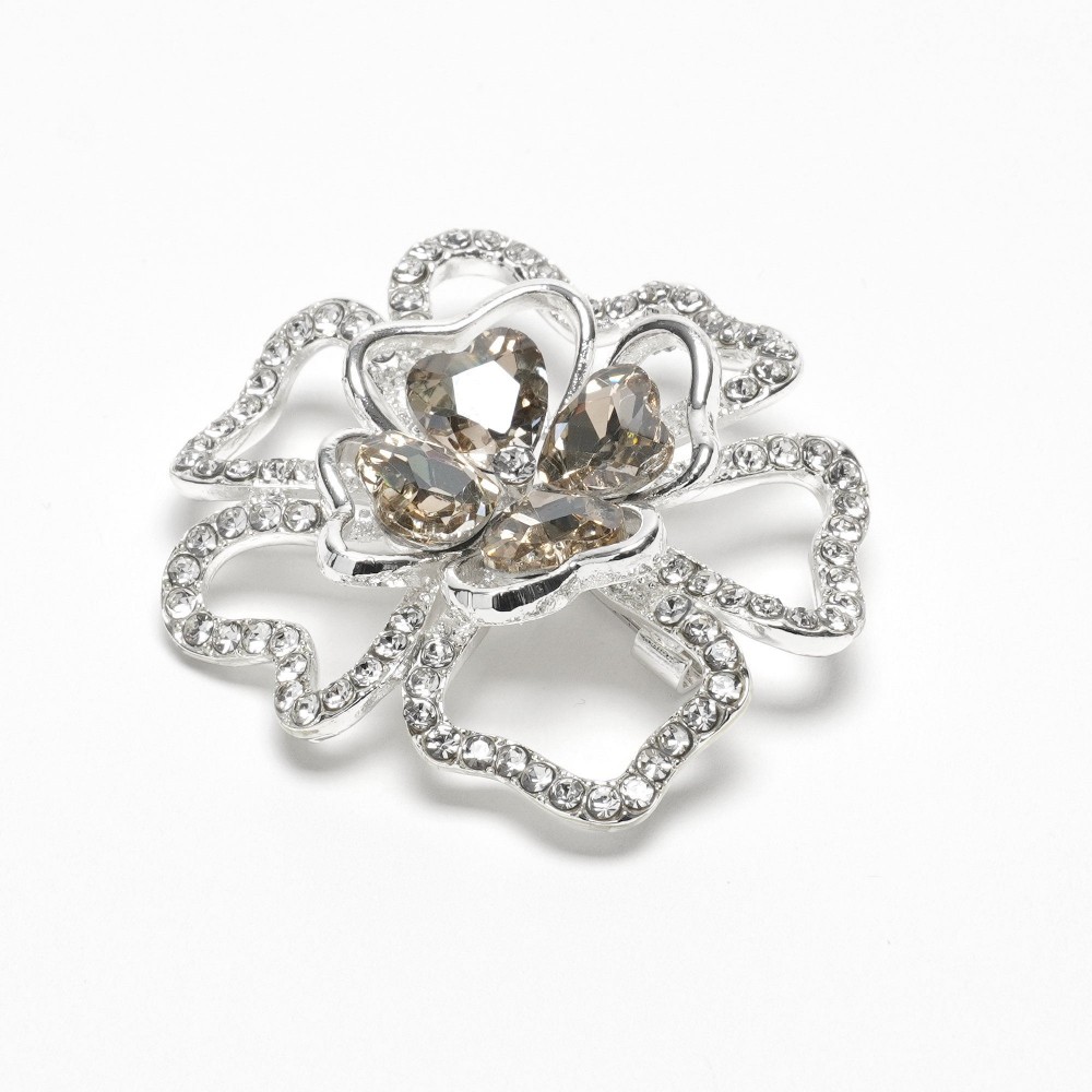 Брошка металева зі стразами Квітка 4см (31782) 2