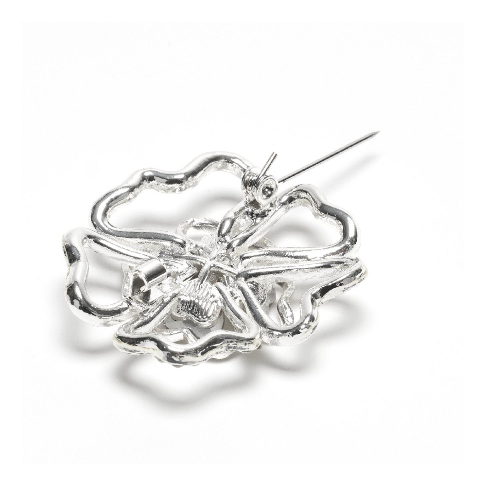 Брошка металева зі стразами Квітка 4см (31782) 3