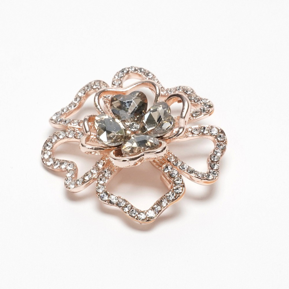 Брошка металева зі стразами Квітка 4см (31782) 6