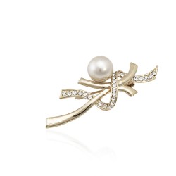 Брошка металлическая со стразами 5.8см (6510)