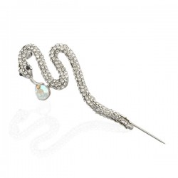 Брошка металева зі стразами Змія 7см (8350)