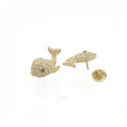 Брошка металева зі стразами Кіт 3.1см (9925)