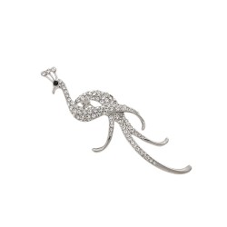 Брошка металлическая со стразами Павлин 7.5см (9954)