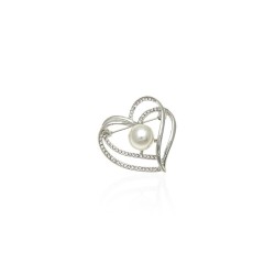 Брошка металева зі стразами Серце 3.5см (13124)