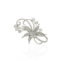 Брошка металева зі стразами Квітка 7см (13154)