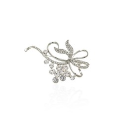 Брошка металева зі стразами 6.3см (13156)