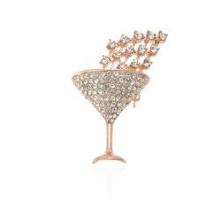 Брошка металева зі стразами Бокал 4.9см (14066)