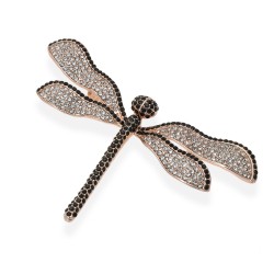 Брошка металлическая со стразами Стрекоза 7.5см (14203)