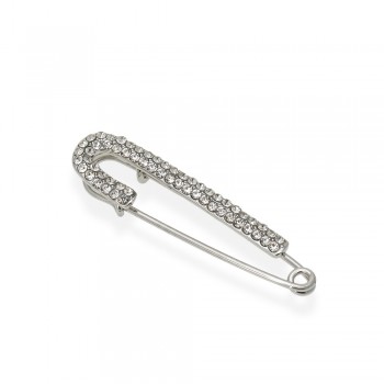 Брошка-булавка металлическая со стразами 5.7см (14212)