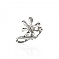 Брошка металева зі стразами Квітка 4см (2036)