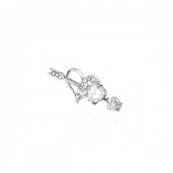 Брошка металева зі стразами Стріла Амура 4.3см (2070)