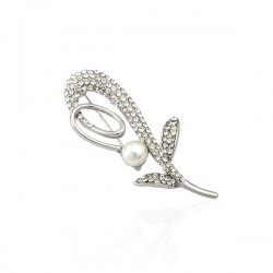 Брошка металева зі стразами Квітка 5.8см (4609)