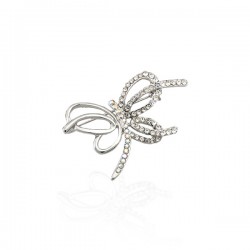 Брошка металлическая со стразами Стрекоза 4.5см (4613)