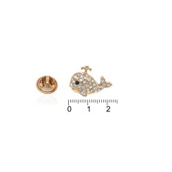 Брошка металева зі стразами Кіт 2.2см (4945)