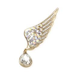 Брошка металева зі стразами Крило 7.3см (5938)